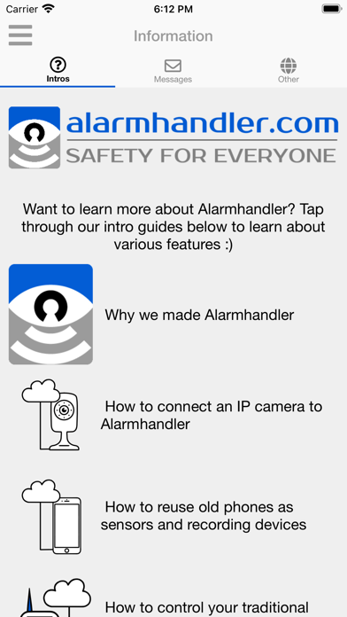 Alarmhandler security system Screenshot