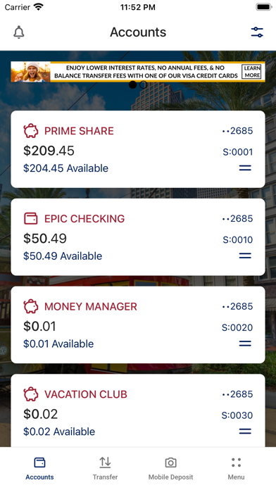 GNO FCU Mobile Screenshot