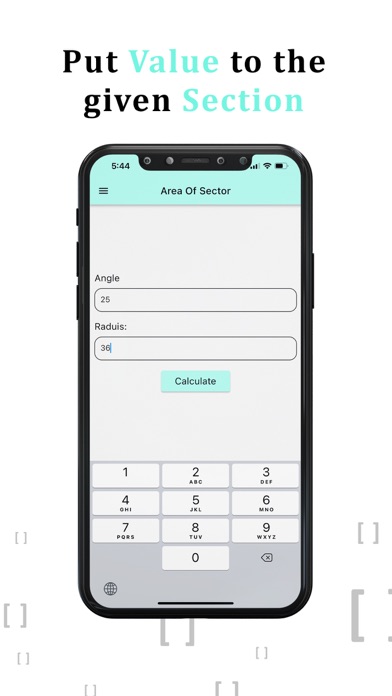 Area of a Sector Calculator Screenshot