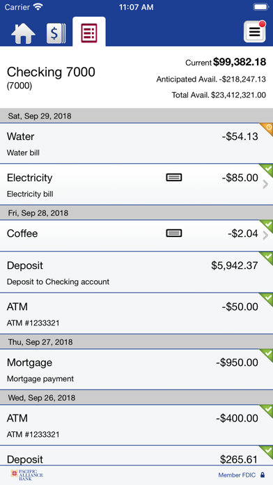 Pacific Alliance Bank Business Screenshot