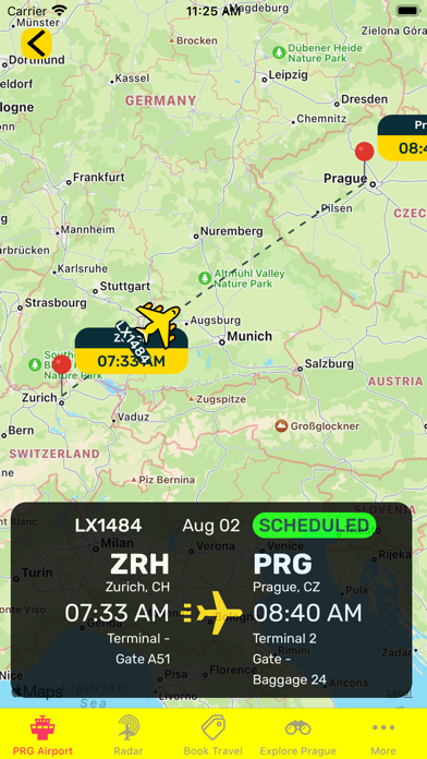 Prague Airport (PRG) + Radar Screenshot