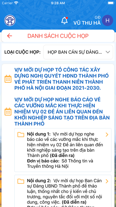 Quản lý cuộc họp Hà Nội Screenshot