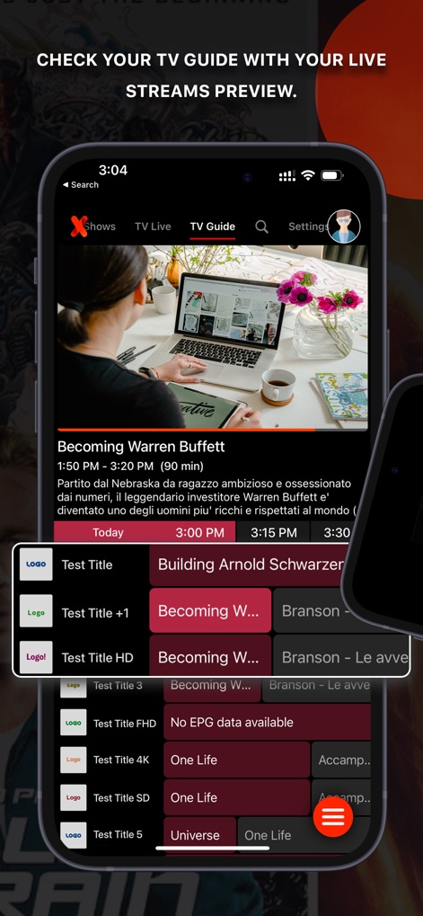 IPTVX - The app features an interactive TV Guide tab, providing a detailed EPG grid and a convenient live stream preview window.