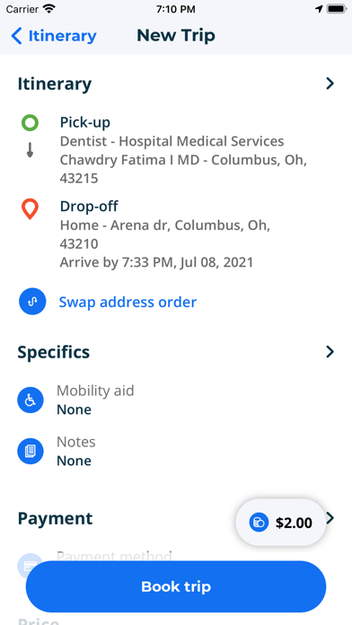 SacRT Go Paratransit Service Screenshot