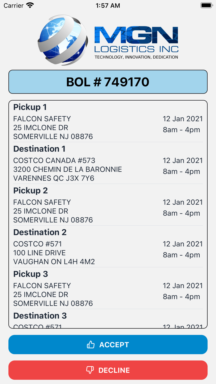 MGN Shipment Tracker