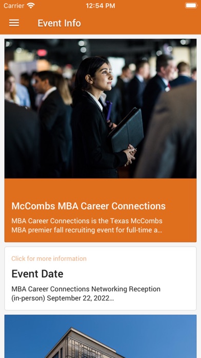 UT MBA Career Connections Screenshot