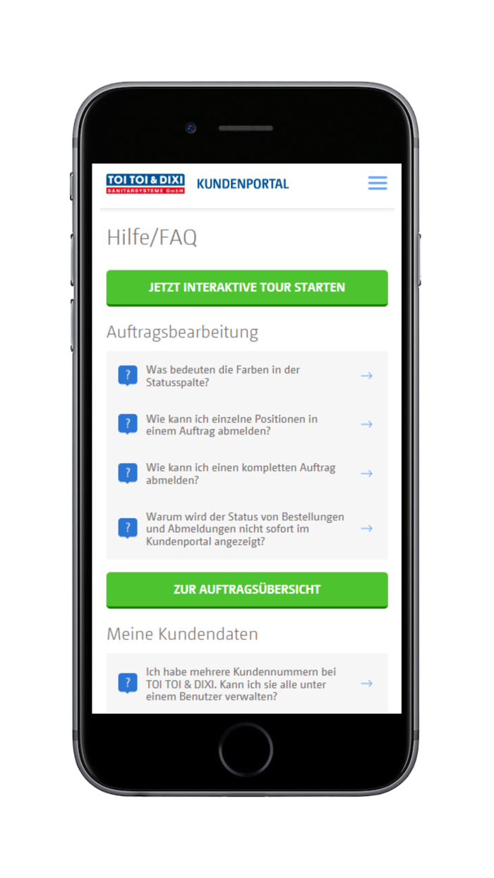 TOI TOI and DIXI Kundenportal