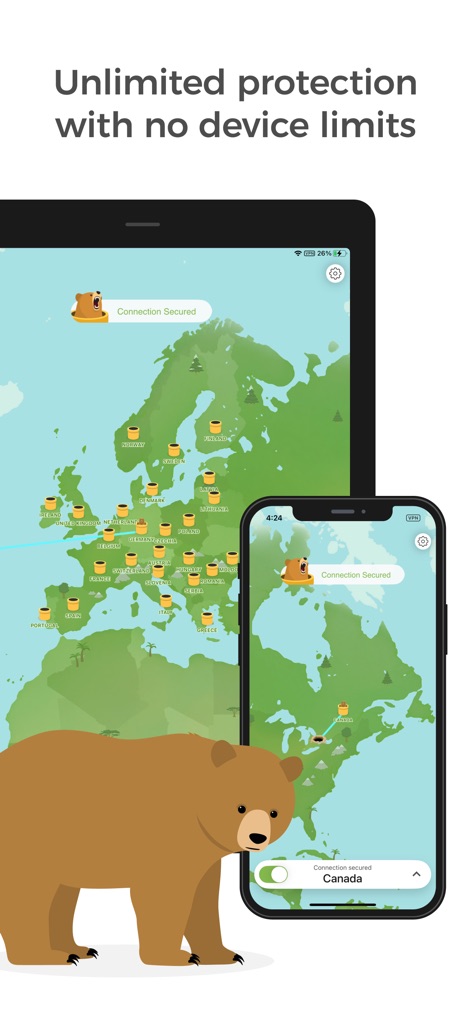 TunnelBear: Secure VPN & Wifi - Protección Multi-dispositivo