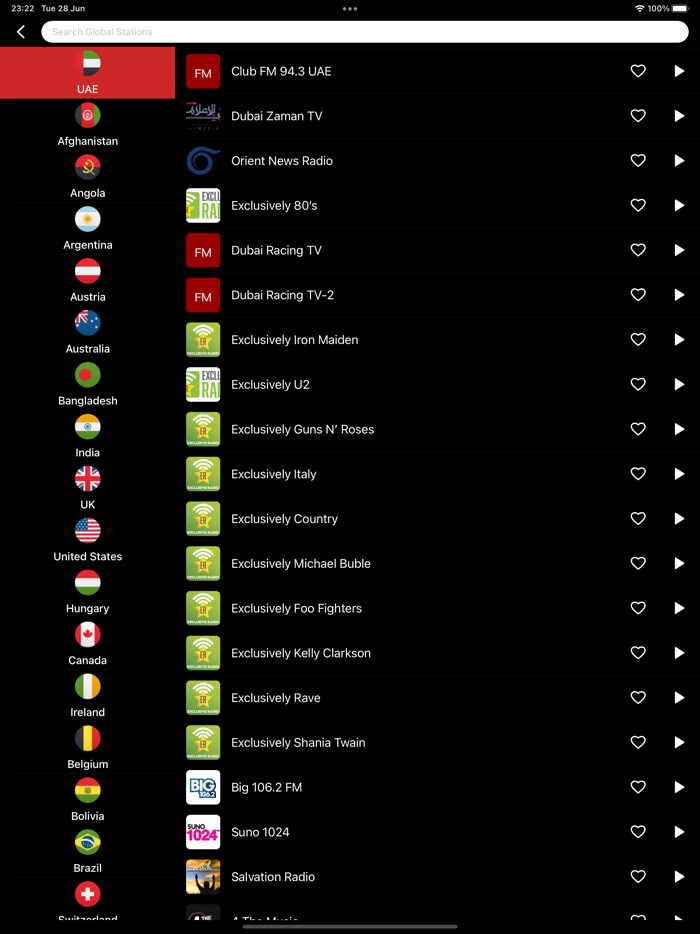 Radio - global broadcasts