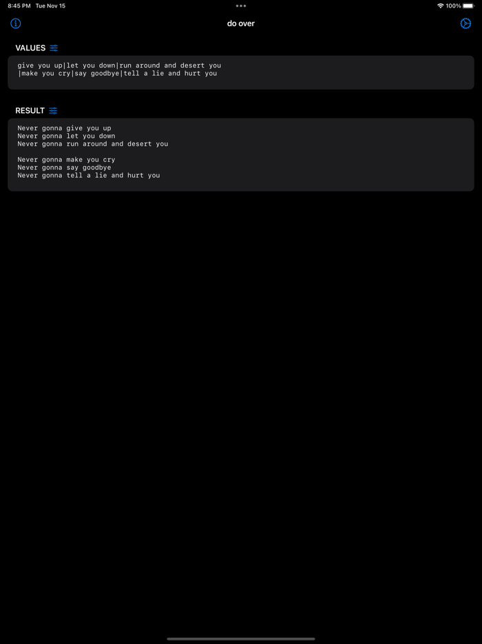 do over — text permutations