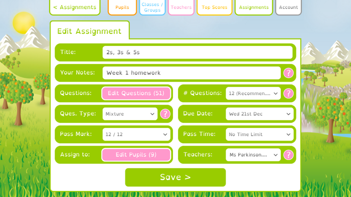 Squeebles Times Tables Connect