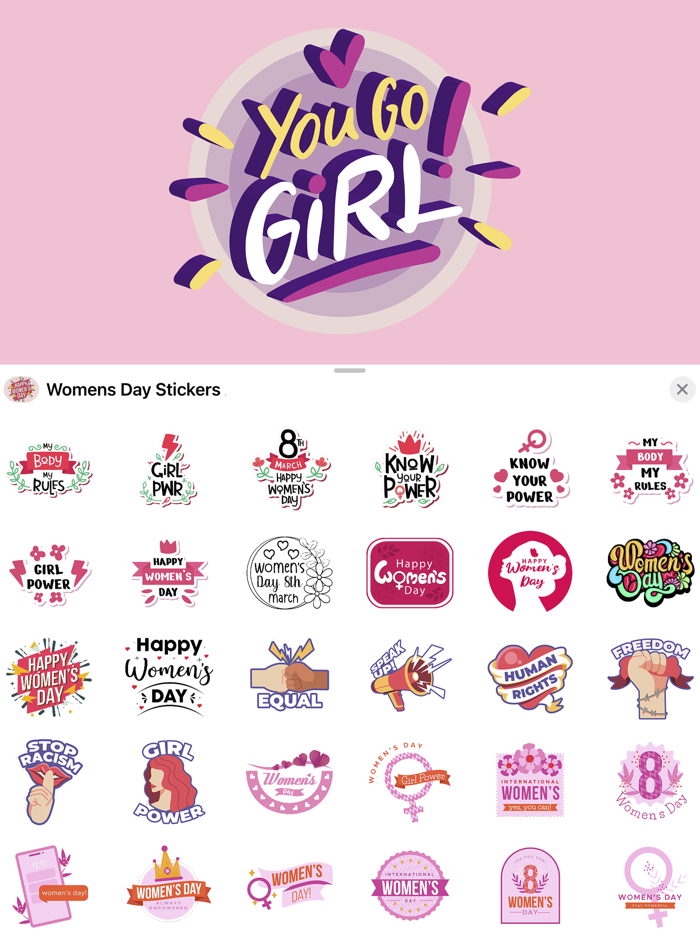 Womens Day Stickers - Go Girl
