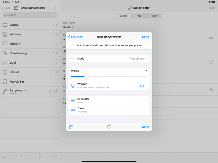 KeePassium KeePass passwords