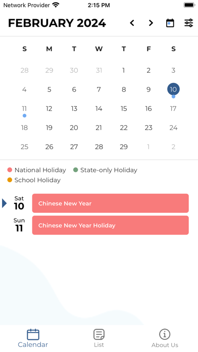 Screenshot #1 pour Malaysia Public Holidays