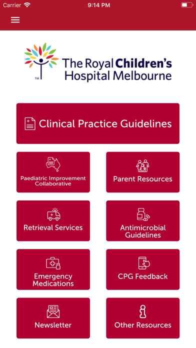 RCH Clinical Guidelines Screenshot