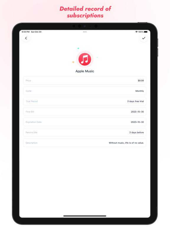 Screenshot #6 pour Pandora - Subscription Tracker