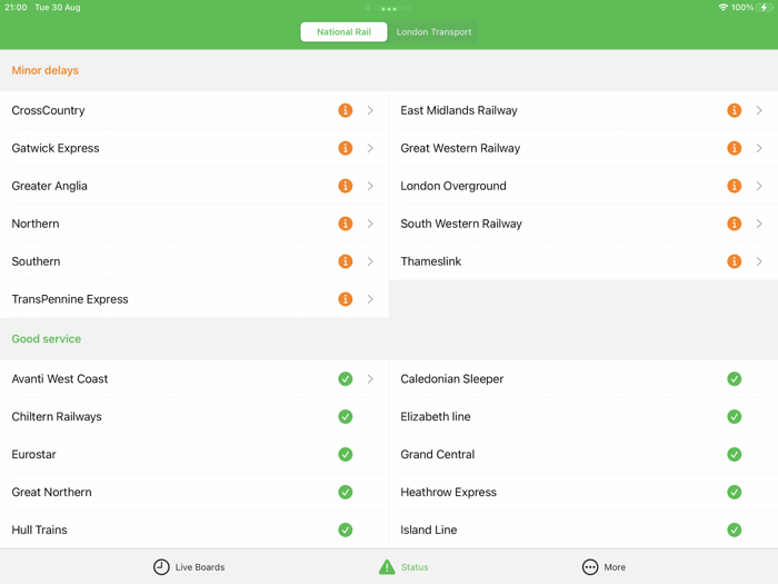 Live Boards - Train and TFL Time