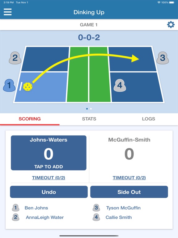 Dinking Up - Pickleball Scores iPad screenshot 2 - Utilities app