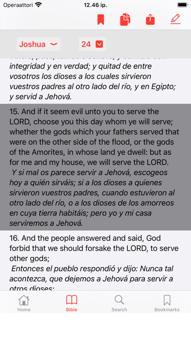 English - Spanish Bible Screenshot