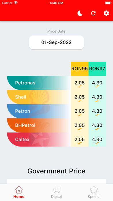 Weekly Petrol Price Malaysia Screenshot