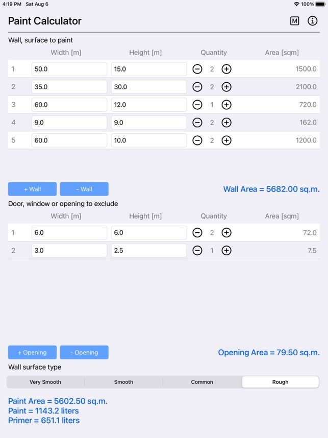 Paint calculator store