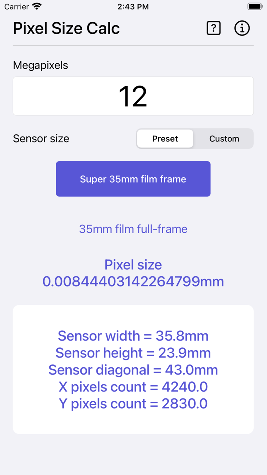 Pixel Size Calculator - 1.0 - (iOS)