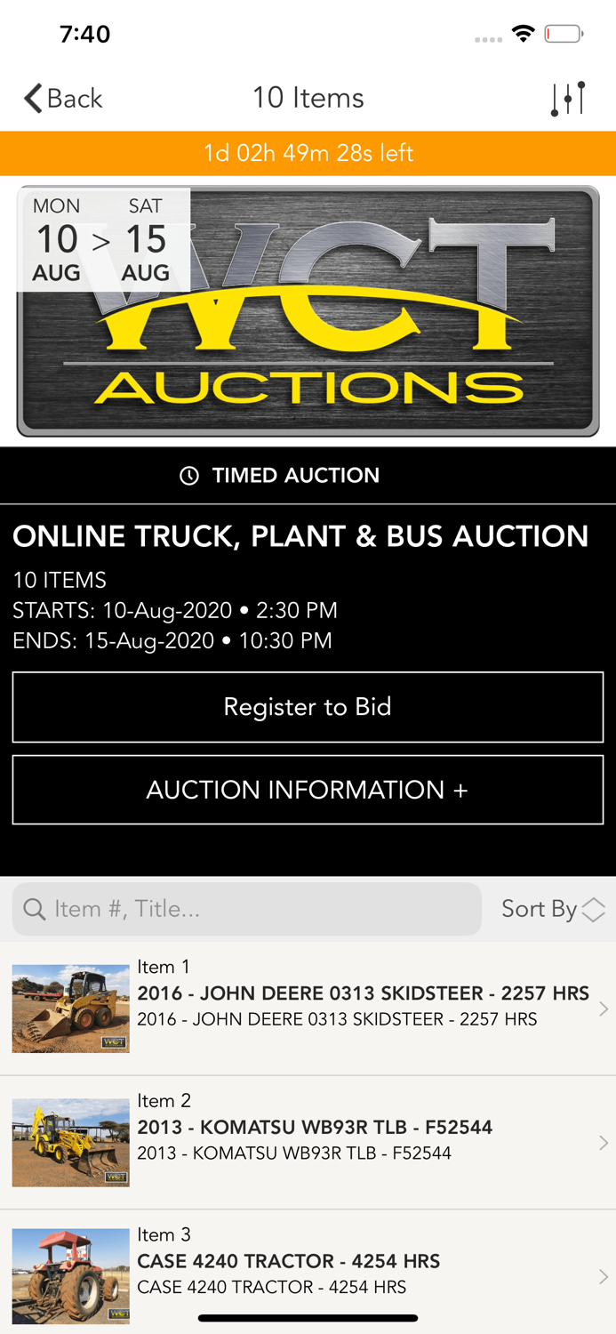 WCT AUCTIONS