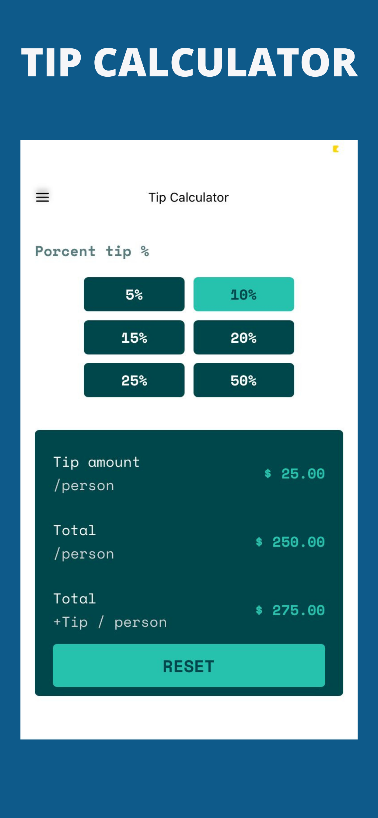Tip Calculator % App
