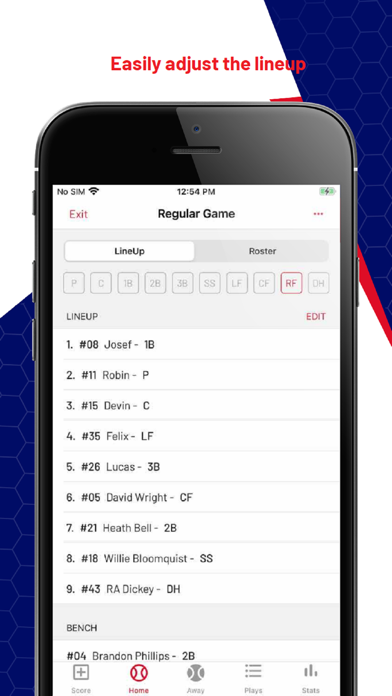 Pointstreak Baseball Scoring Screenshot