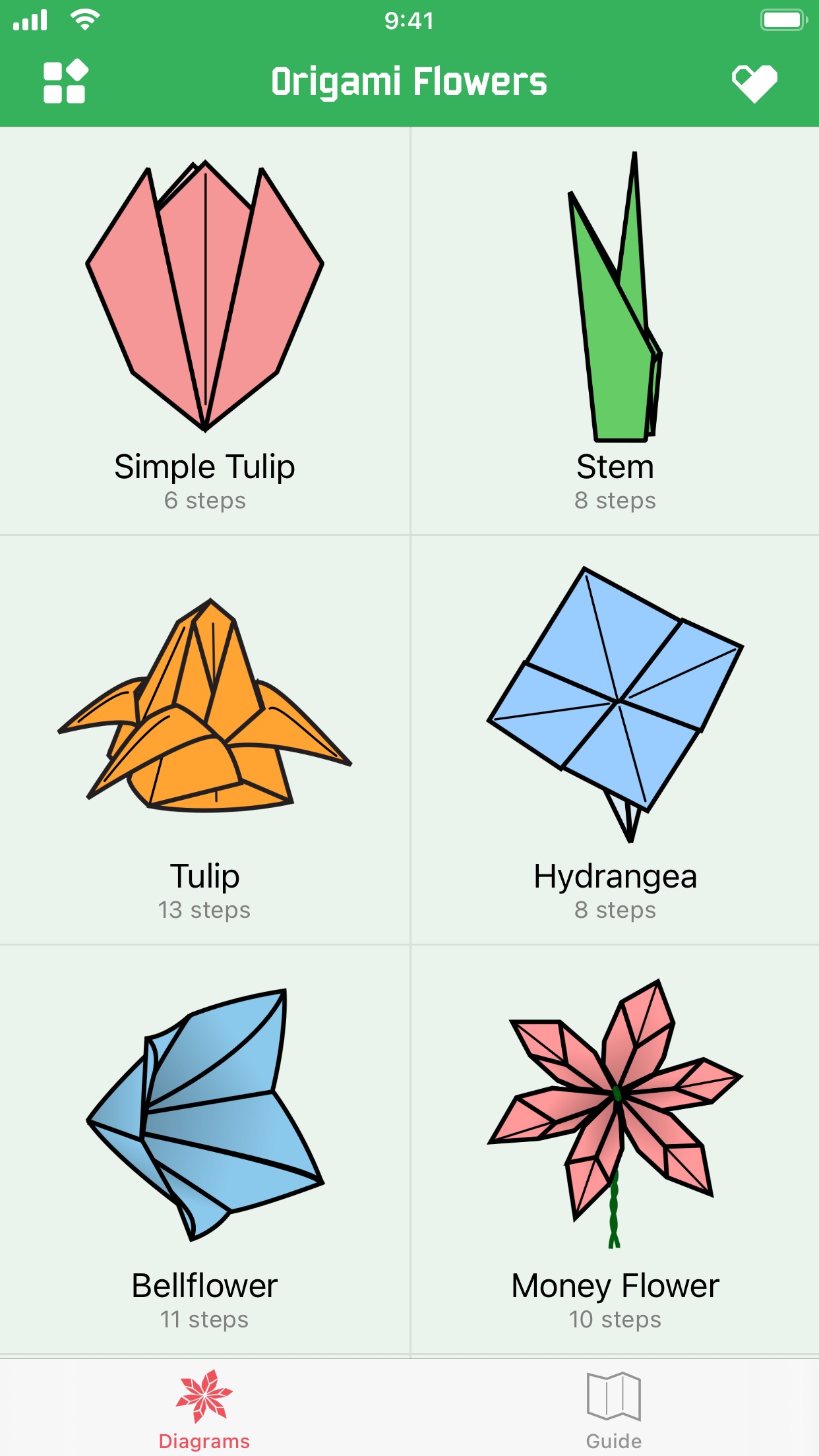 Screenshot do app Origami Flowers