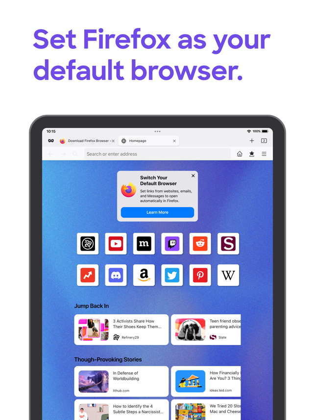 ‎Firefox: Private, Safe Browser Screenshot