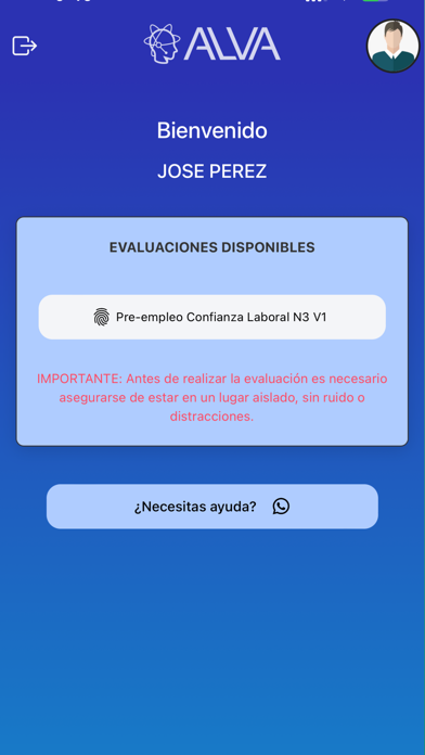 PRUEBAS DE CONFIANZA ALVA Screenshot