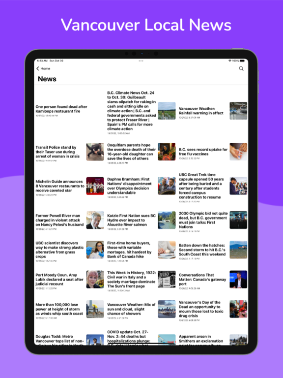 Vancouver Local News & Sports iPad screenshot 4 - News app
