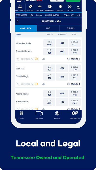 Action 247 Sports Betting App Screenshot