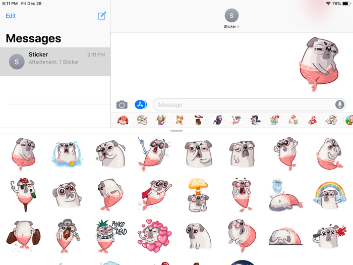 Water Pug Dog Funny Stickers