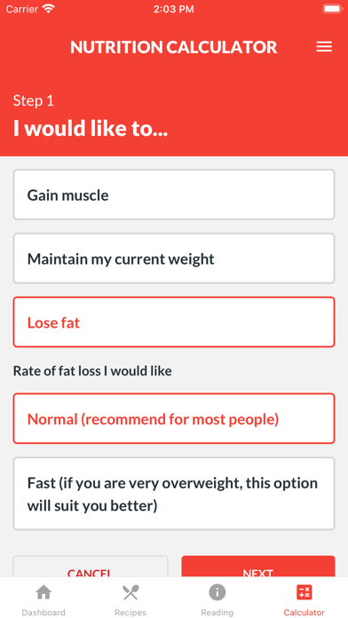 Nutrition Hub Screenshot