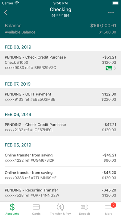 Westfield Bank Screenshot