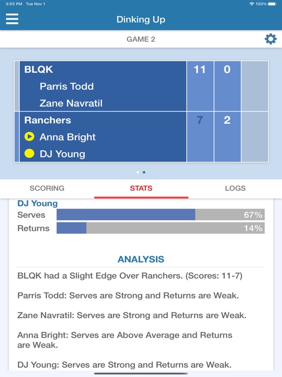 Dinking Up - Pickleball Scores iPad screenshot 4 - Utilities app