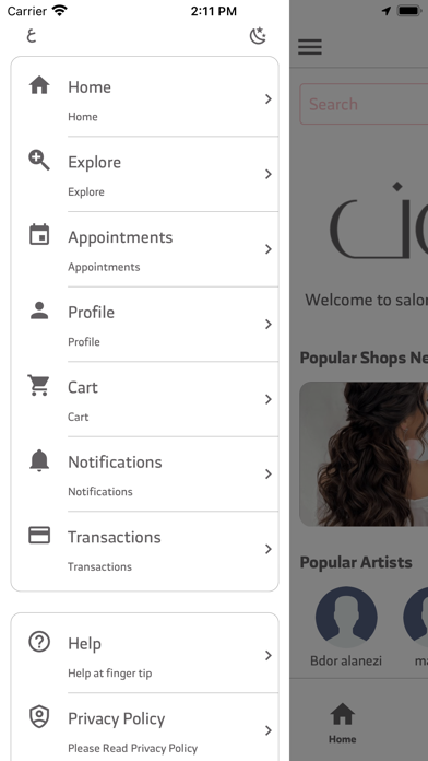 Salon App Screenshot