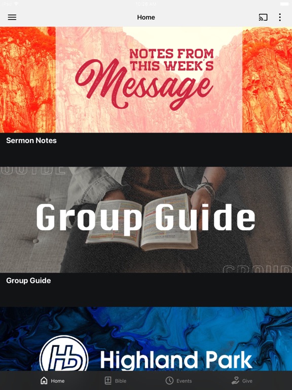 Highland Park Community Church iPad screenshot 1 - Lifestyle app
