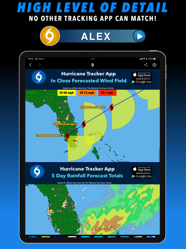 Skärmdump av Hurricane Tracker For iPad