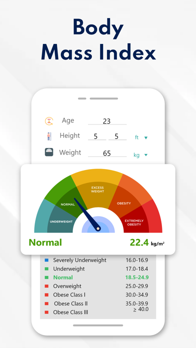 BMI, BMR & Body Fat Calculator Screenshot