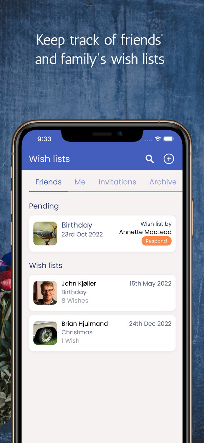 Wishes events and presents