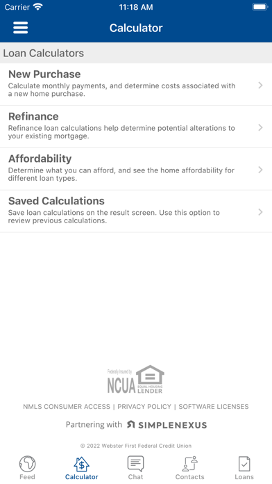 Webster First Home Loans Screenshot