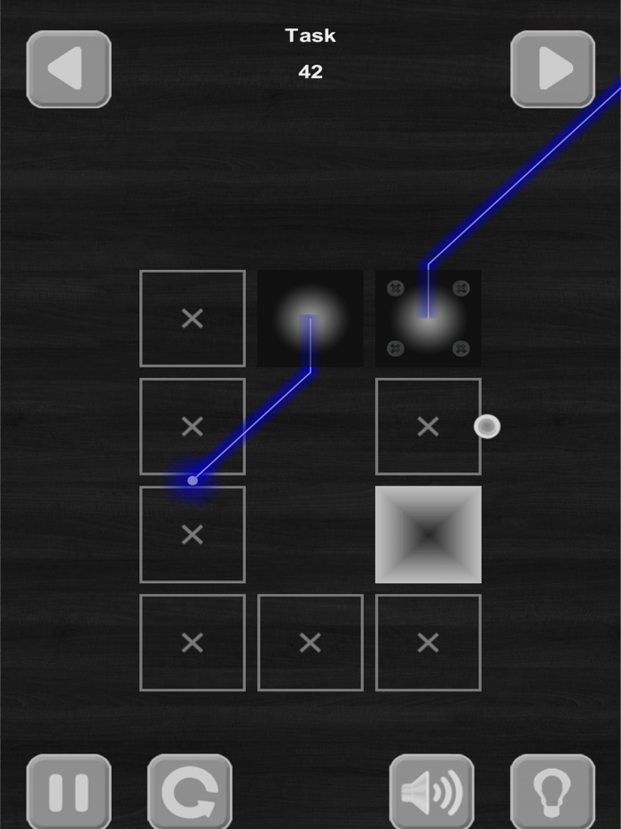 Lazers Puzzle. Colored rays