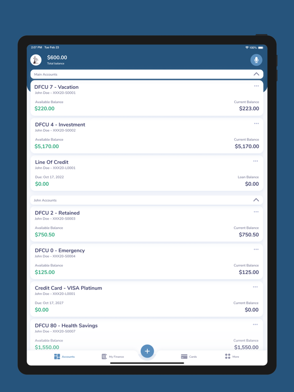 Dynamic FCU Mobile iPad screenshot 2 - Finance app