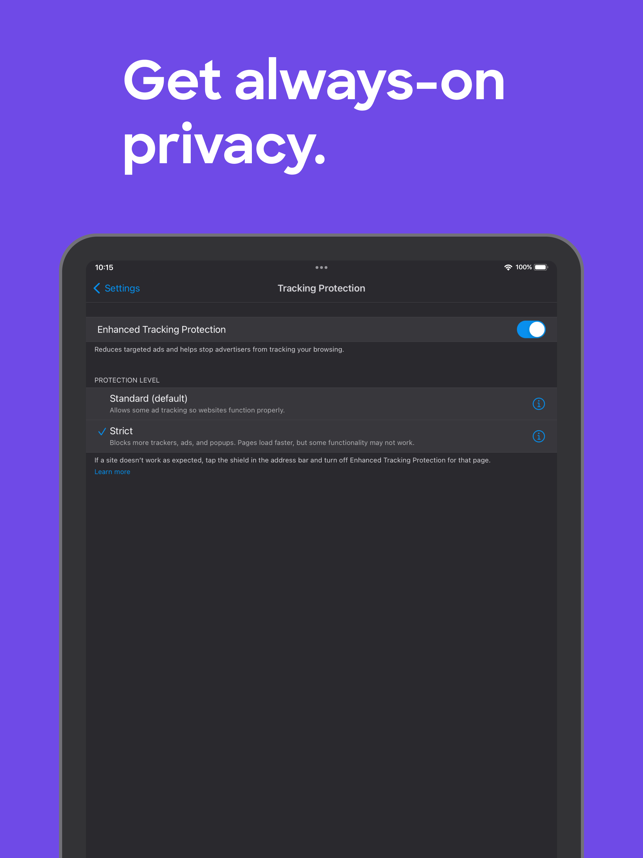 ‎Firefox: Private, Safe Browser Screenshot