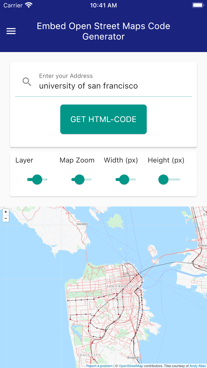 Embed code for OpenStreetMaps