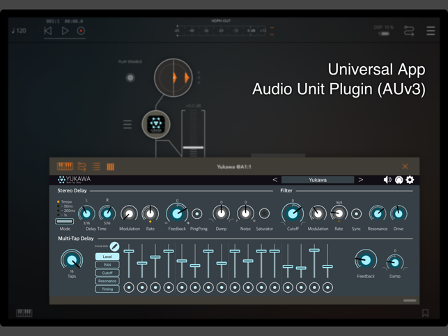 ‎Schermata dell'effetto plug-in Yukawa - AUv3