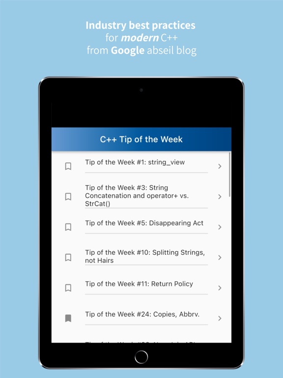 C++ Tip of the Week iPad screenshot 1 - Developer Tools app
